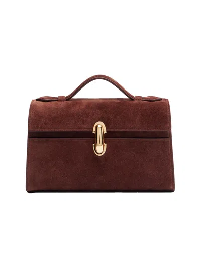 Savette Symmetry Pochette In Suede Espresso Bag