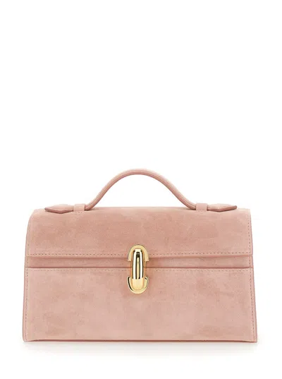 Savette Symmetry Pochette In Suede In Pink