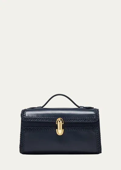 Savette Symmetry Pochette Leather Top-handle Bag In Navy