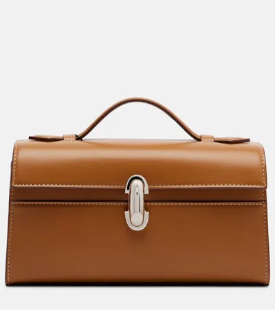 Savette Symmetry Pochette Leather Top-handle Bag In Brown