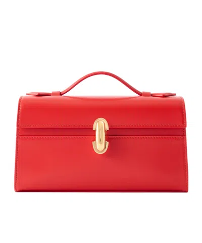Savette Symmetry Pochette Leather Tote In Red