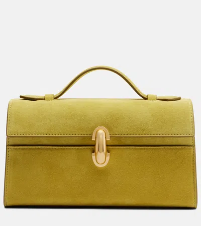 Savette Symmetry Pochette Mini Suede Top-handle Bag In Green