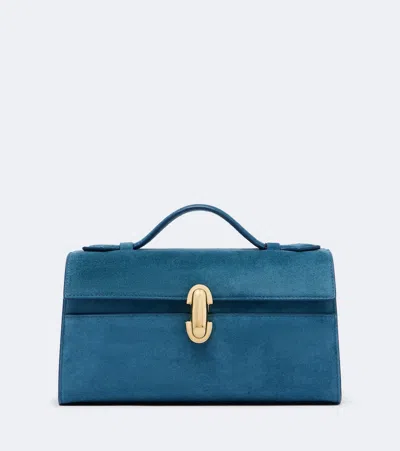 Savette Symmetry Pochette Small Suede Top-handle Bag In Blue