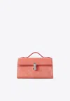 Savette Symmetry Pochette Suede Handbag In Pink