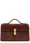 Savette Symmetry Pochette Suede Top Handle Bag In Brown