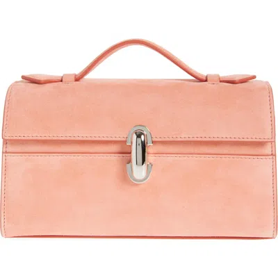 Savette Symmetry Pochette Suede Top Handle Bag In Camellia
