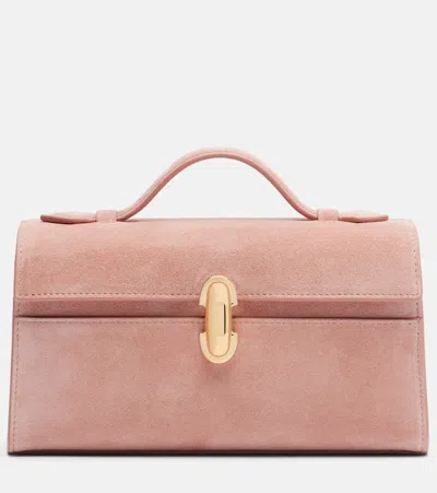 Savette Symmetry Pochette Suede Top-handle Bag In Pink