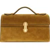 Savette Symmetry Pochette Suede Top Handle Bag In Sepia