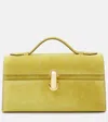Savette Symmetry Suede Pochette In Green
