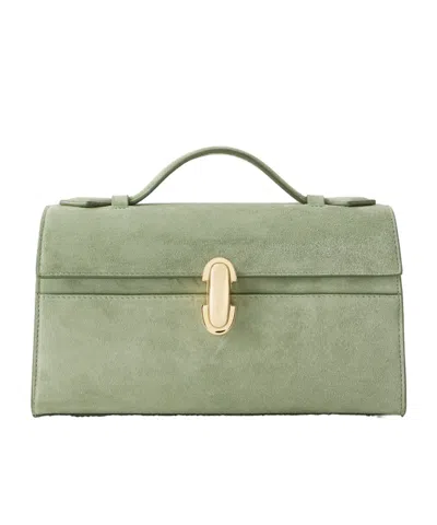 Savette Symmetry Pochette Suede Tote In Green
