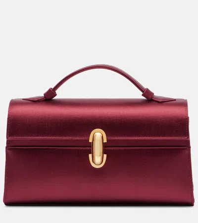 Savette Symmetry Satin Clutch In Red