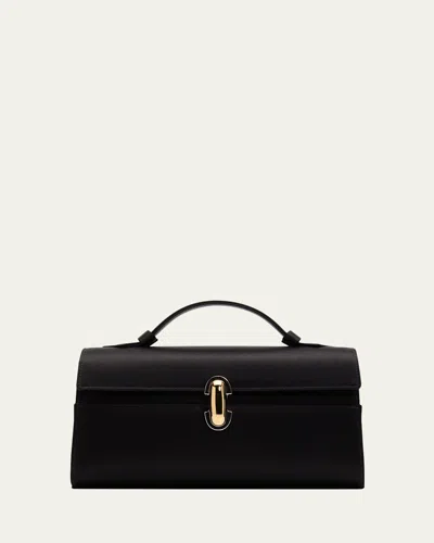 Savette Symmetry Satin Pochette Top-handle Bag In Black