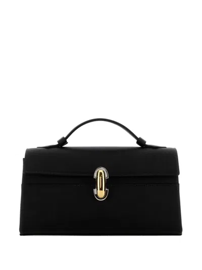 Savette Symmetry Satin Tote Bag In Black