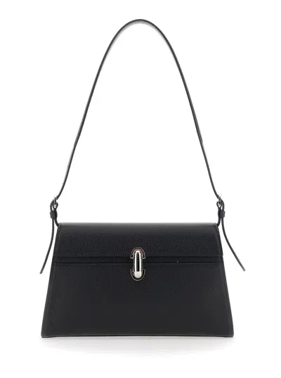 Savette Symmetry Shoulder Bag Grained Calf Leather - Silver Hardware In Black