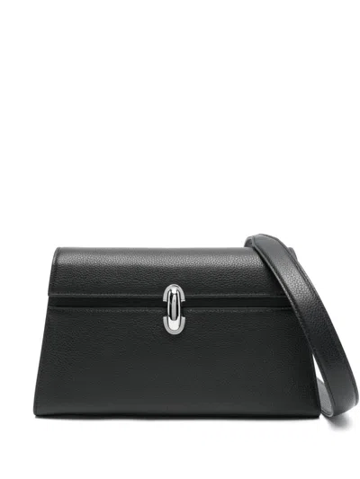 Savette Symmetry Shoulder Bag In Grained Calf Leather In Black