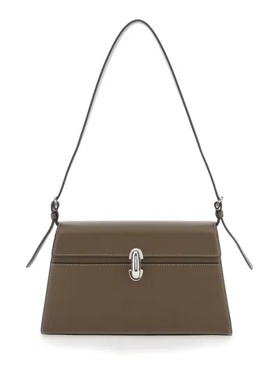 Savette Symmetry Shoulder Bag In Smooth Calf Leather In Brown