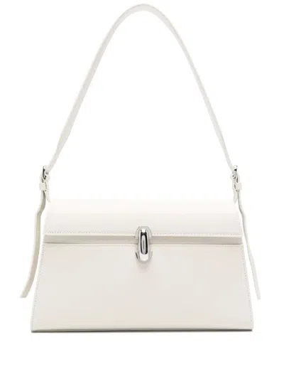 Savette Symmetry Shoulder Bag In Smooth Calf Leather In White