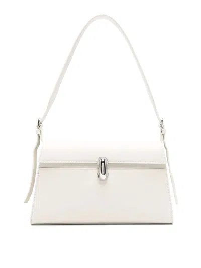 Savette Symmetry Shoulder Bag In Smooth Calf Leather In White