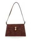 Savette Symmetry Shoulder Bag In Suede In Brown