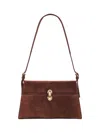 Savette Symmetry Shoulder Bag In Suede Espresso