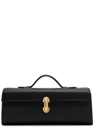Savette Symmetry Slim Grained Leather Pochette In Black