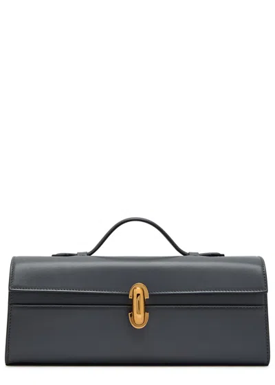 Savette Symmetry Slim Leather Pochette In Blue