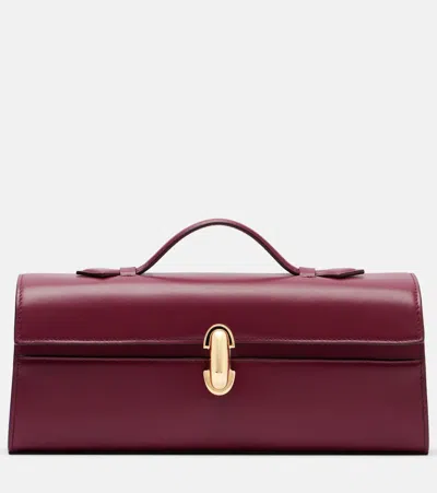 Savette Symmetry Slim Leather Top-handle Bag In Burgundy