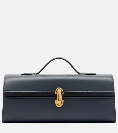 Savette Symmetry Slim Leather Top-handle Bag In Gray