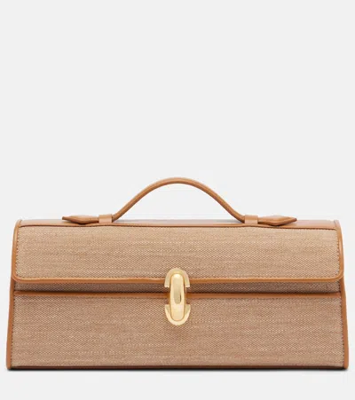 Savette Symmetry Slim Medium Canvas Top-handle Bag In Brown