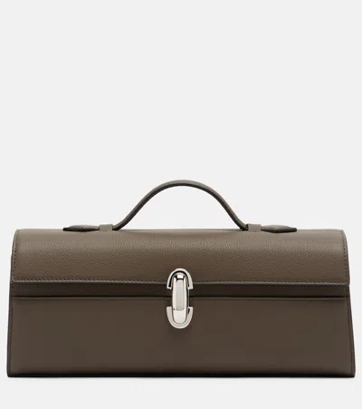 Savette Slim Symmetry Pochette In Milled Calf Leather In White