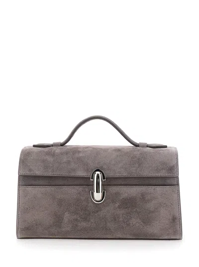 Savette Symmetry Suede Clutch In Brown