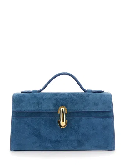 Savette Symmetry Suede Mini Clutch Bag In Blu