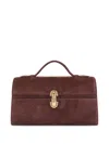 Savette Symmetry Suede Pochette In Brown