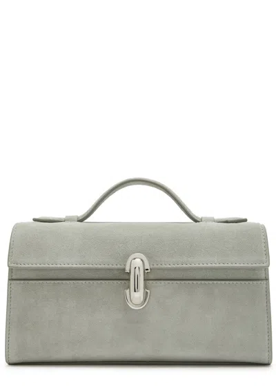 Savette Symmetry Suede Pochette In Green