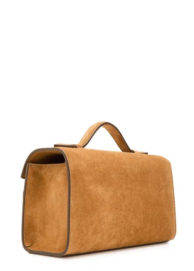 Savette Symmetry Suede Pochette In Tan