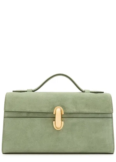 Savette Symmetry Suede Pochette In Teal