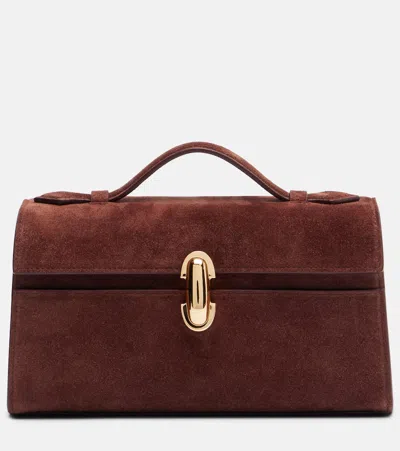 Savette Symmetry Suede Tote Bag In Brown