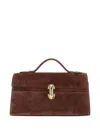 Savette Symmetry Pochette Suede Top Handle Bag In Brown