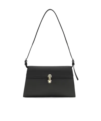 Savette Symmetry Textured-leather Shoulder Bag In Black