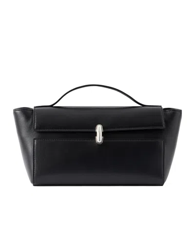 Savette Symmetry Trapeze Leather Tote In Black