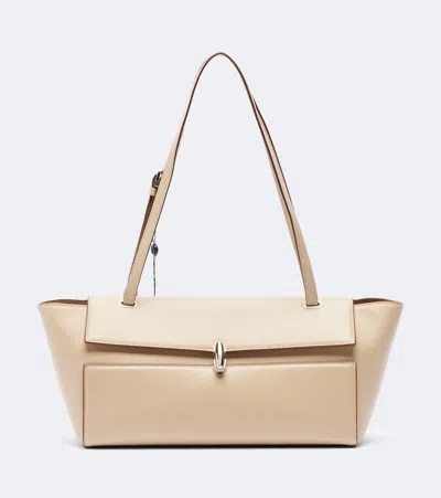 Savette Symmetry Trapeze Medium Leather Shoulder Bag In Sand