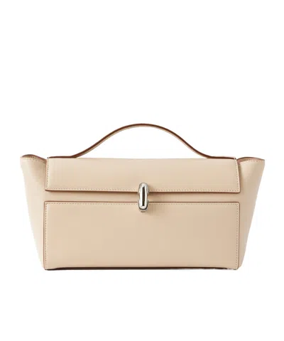 Savette Symmetry Trapeze Pochette Leather Tote In Neutral