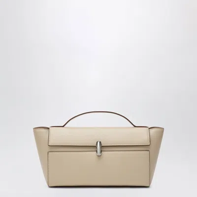 Savette Symmetry Trapeze Pouch In Ivory Leather In White