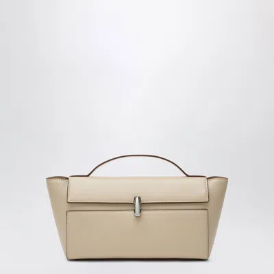 Savette Symmetry Trapeze Pouch In Ivory Leather In White