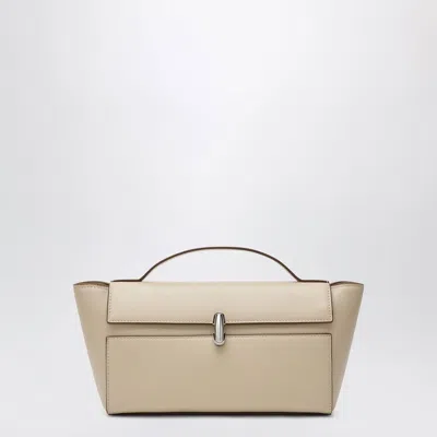 Savette Symmetry Trapeze Pouch In Ivory Leather In White