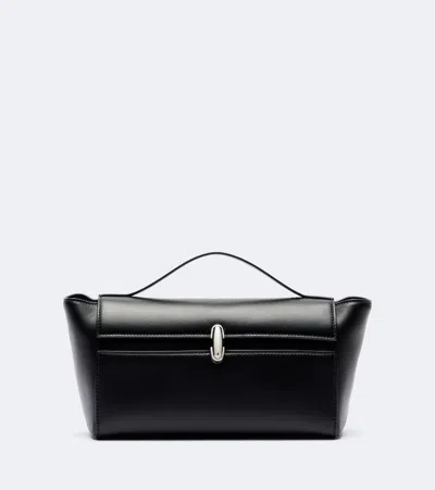 Savette Symmetry Trapeze Small Leather Top-handle Bag In Black