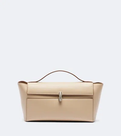Savette Symmetry Trapeze Small Leather Top-handle Bag In Sand