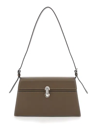 Savette Taupe Leather Shoulder Bag In Brown