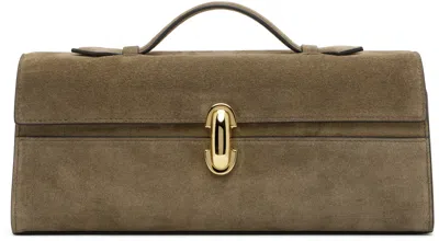 Savette Taupe Slim Symmetry Pochette Bag