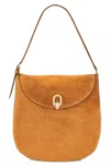 Savette Tondo Large Suede Shoulder Bag In Saddle